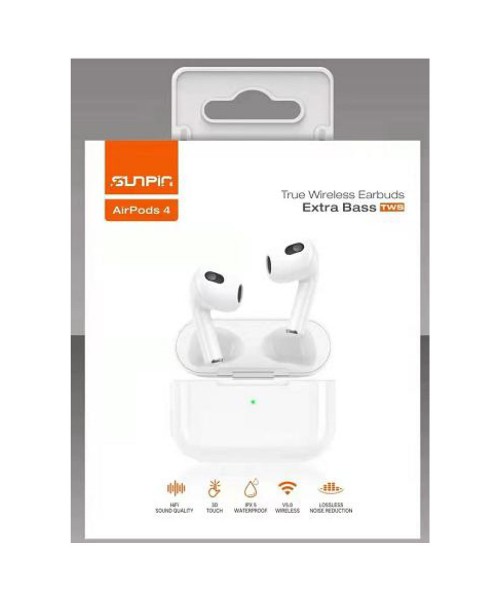 SUNPIN AIR PODS 4 Bluetooth 5.1 True Wireless Extra Bass Headset - WHITE