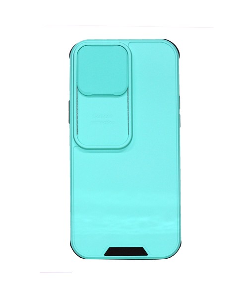 Oem σκληρή πίσω θήκη με ειδικό Slide camera cover για την προστασία της κάμερας για Iphone 13 Pro Max-Cyan