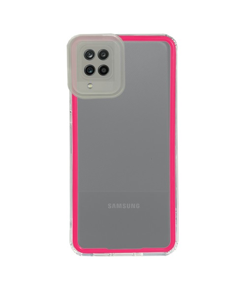 New Fashion removable Frame Clear Cover Colorful For Samsung Galaxy A12 - Rose Pink (OEM)