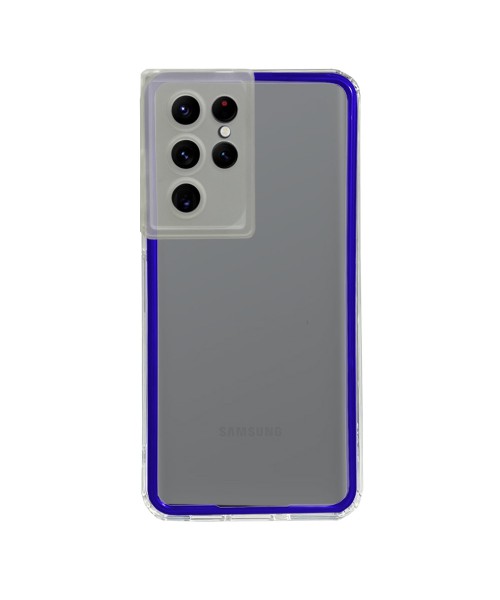 New Fashion removable Frame Clear Cover Colorful For Samsung Galaxy S22 Ultra - Blue (OEM)