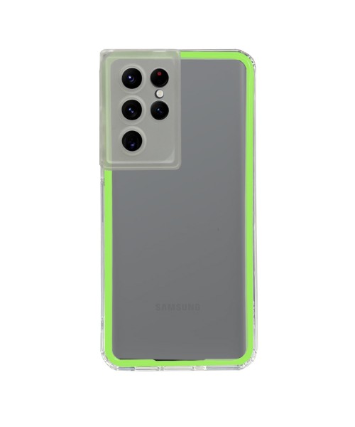 New Fashion removable Frame Clear Cover Colorful For Samsung Galaxy S22 Ultra - Green (OEM)