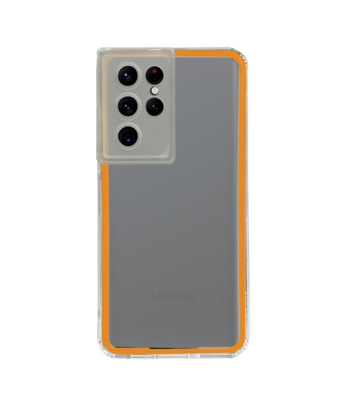 New Fashion removable Frame Clear Cover Colorful For Samsung Galaxy S22 Ultra - Orange (OEM)