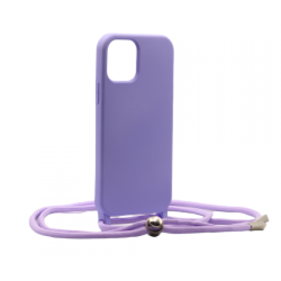 Liquid Back Cover Σιλικόνης με Κορδόνι Για (Samsung Galaxy S23 Ultra) - Λίλα