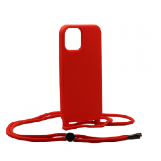 Liquid Back Cover Σιλικόνης με Κορδόνι Για (IPHONE 12 PRO MAX) - Κοκίνο