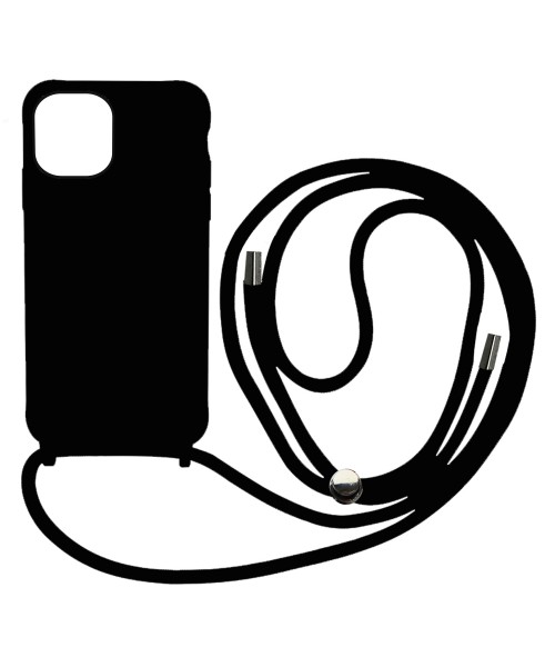 Liquid Back Cover Σιλικόνης με Κορδόνι Για (IPHONE 12 PRO MAX) - Μαύρο