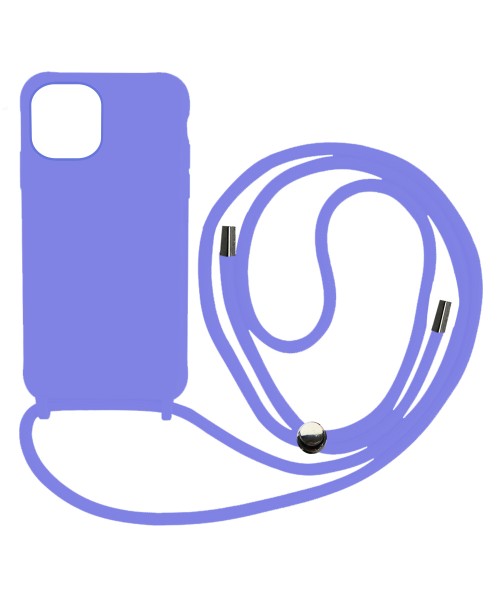 Liquid Back Cover Σιλικόνης με Κορδόνι Για (IPHONE 14 PRO) - Λίλα