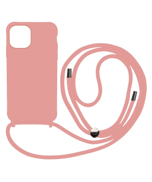 Liquid Back Cover Σιλικόνης με Κορδόνι Για (IPHONE 12 PRO MAX) - ροζ