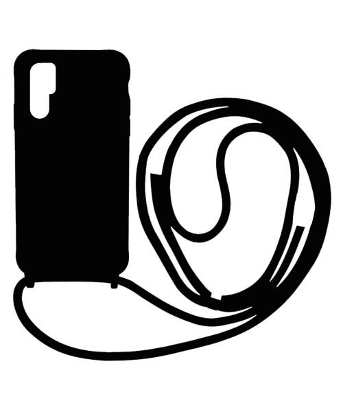 Liquid Back Cover Σιλικόνης με Κορδόνι Για (Samsung Galaxy S23 Ultra) - Μαύρο