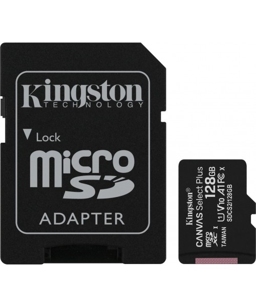 Kingston Canvas Select Plus microSDXC 128GB Class 10 U1 V10 A1 UHS-I with Adapter