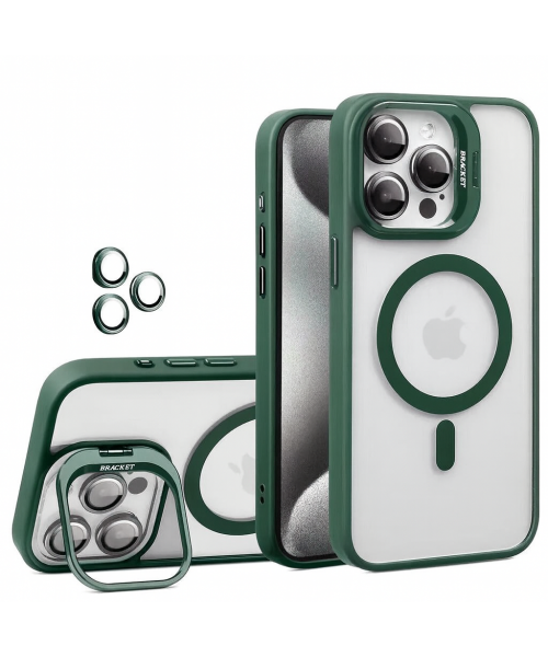 Διαφανής Θήκη iPhone 16 pro max με MagSafe, Kickstand & Προστασία Κάμερας – Αντικραδασμική Πράσινο