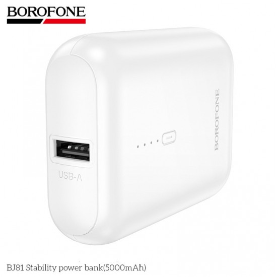 Borofone BJ81 Power Bank 5000mAh 18.5W με Θύρα USB-A Λευκό