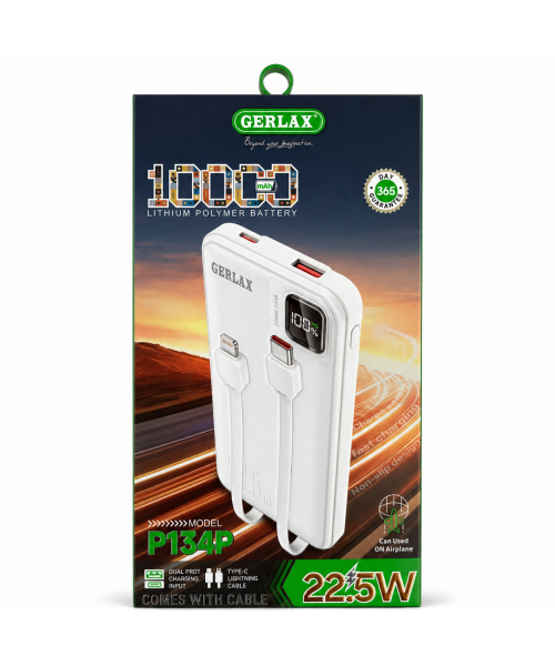 GERLAX P134P 10000mAh Power Bank με Γρήγορη Φόρτιση 22.5W και Διπλή Θύρα Φόρτισης