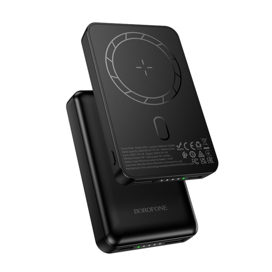 Borofone BJ80A Power Bank 20000mAh 22.5W με 2 Θύρες USB-A και Θύρα USB-C Power Delivery / Quick Charge 3.0 Μαύρο