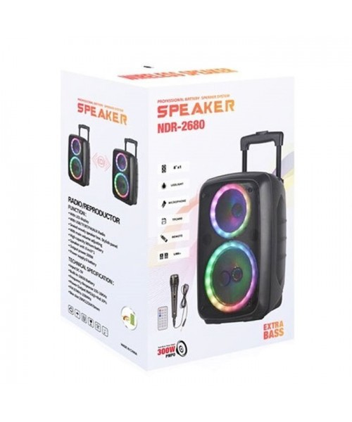 Ηχείο Karaoke με Ενσύρματo Μικρόφωνο και Εφέ Φωτισμού PZX NDR-2680 Μαύρο