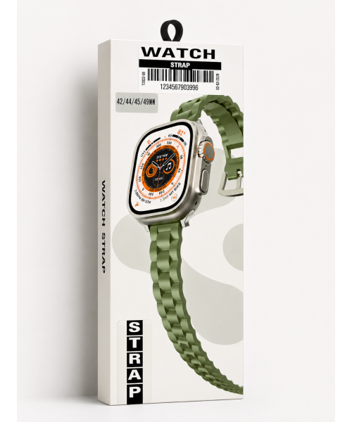 Λουράκι Smartwatch 42/44/45/49mm με Ανάγλυφο Σχέδιο – Ρυθμιζόμενο Strap -GREEN